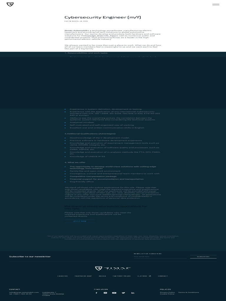 Cybersecurity Engineer at Rimac | PDF | Computer Security | Security