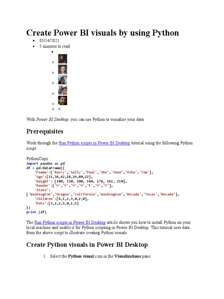 Create Power BI Visuals by Using Python | PDF | Python (Programming ...
