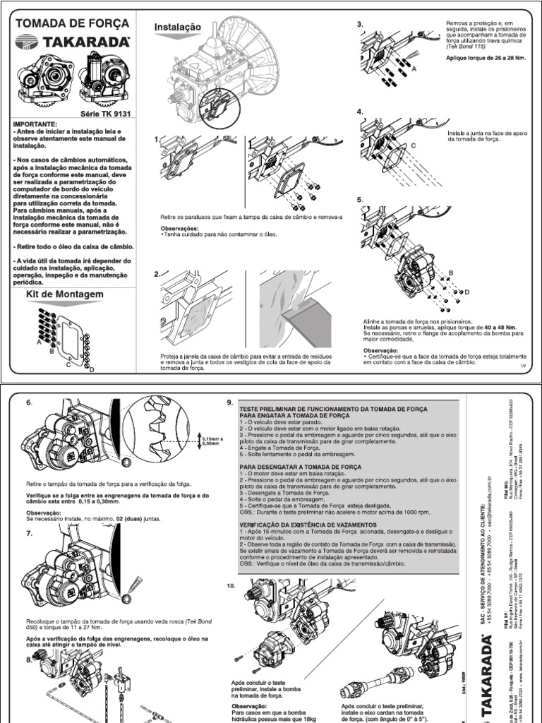 Manual-Instalacao-Tk-9131 Tomada de Força Takarada | PDF