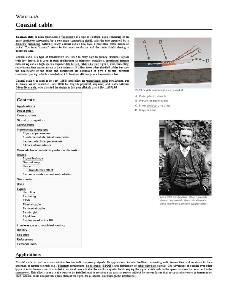 Coaxial Cable | PDF | Coaxial Cable | Transmission Line