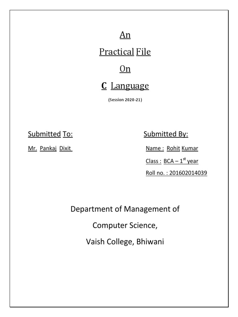 Practical File On C | PDF | Computer Engineering | Software Development
