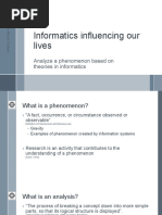 Analyze A Phenomenon Based On Theories in Informatics