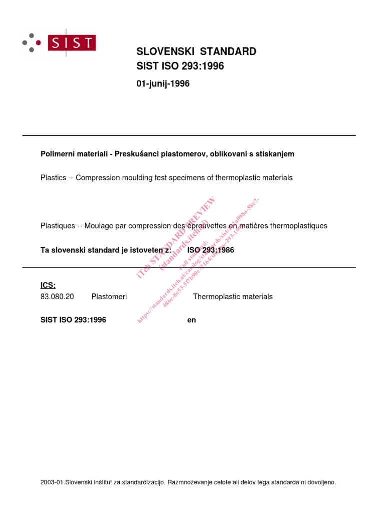 ISO 293: Compression Moulding Standards | PDF | International ...