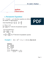 Dr. Jalil J. Shukur Lecture on Parametric Equations and Applications of Derivatives
