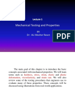Mechanical Testing and Properties: BY: DR: ALI Mezher Resen