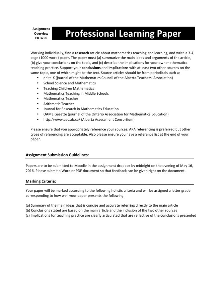 Mathematics Teaching Research Paper Guide | PDF