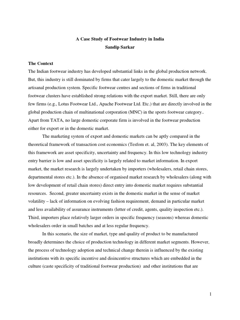 Paper 4 A Case Study of Footwear Industry in India PDF Shoe Piece