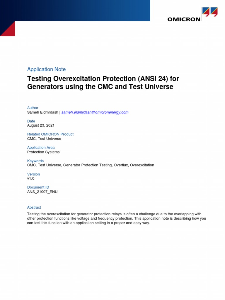Overexcitation Protection | PDF | Transformer | Technical Support