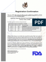 FDA Registration Confirmation: Xiantao Junlong Protective Products Co.,Ltd, Xiantao, Hubei, CHINA