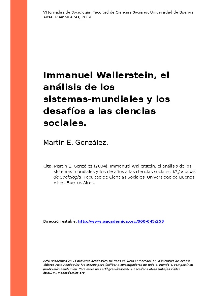 Teoría de Los Sistemas Mundiales PDF Conocimiento Sociología