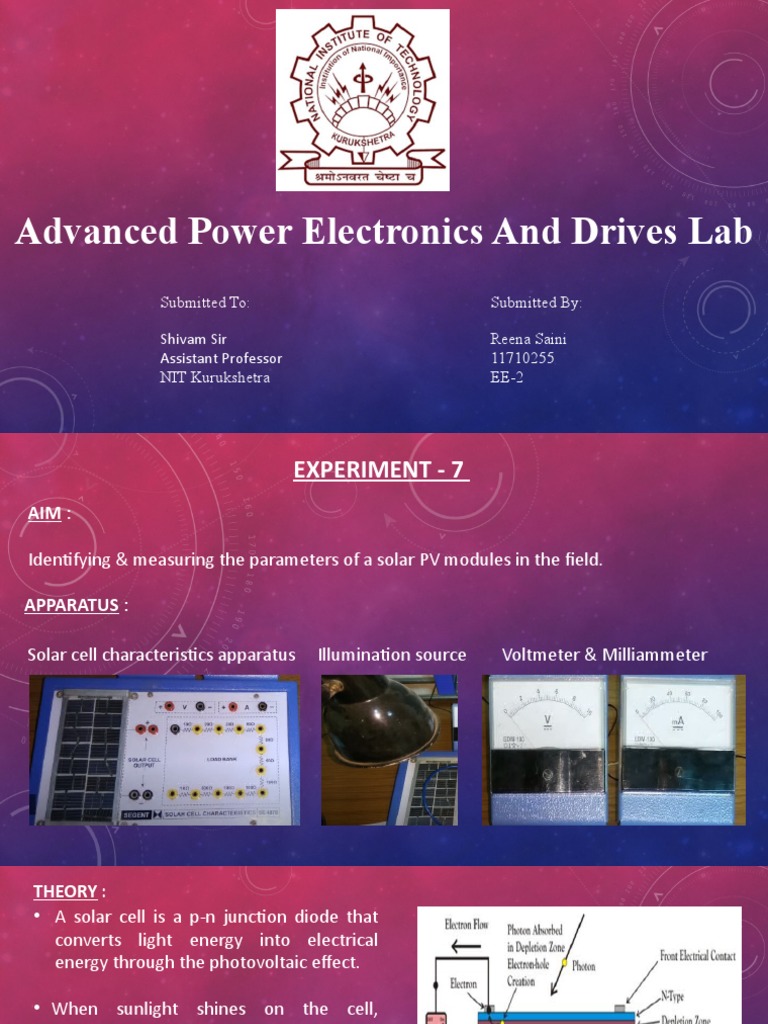 Advanced Power Electronics and Drives Lab PDF Solar Cell