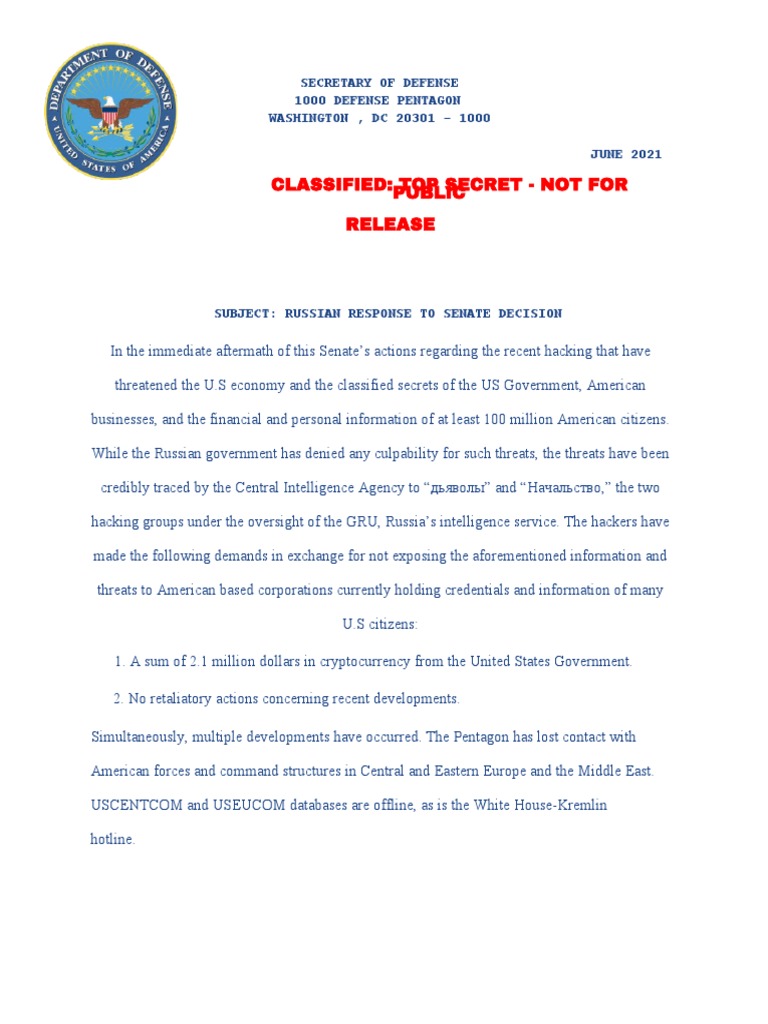 Russian Cyber Threat Response Legislation | PDF | American Government ...