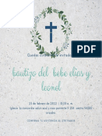 Azul Verde Niño Bautizo Invitación