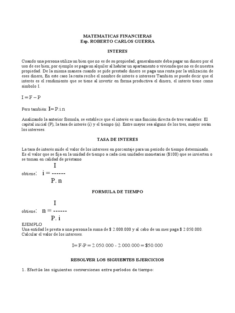 Ejercicios de Matematicas Financieras | PDF | Interés | Finanzas ...