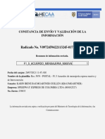 Constancia de Envío Y Validación de La Información: Radicado No. V0972459422113245-0171481OK