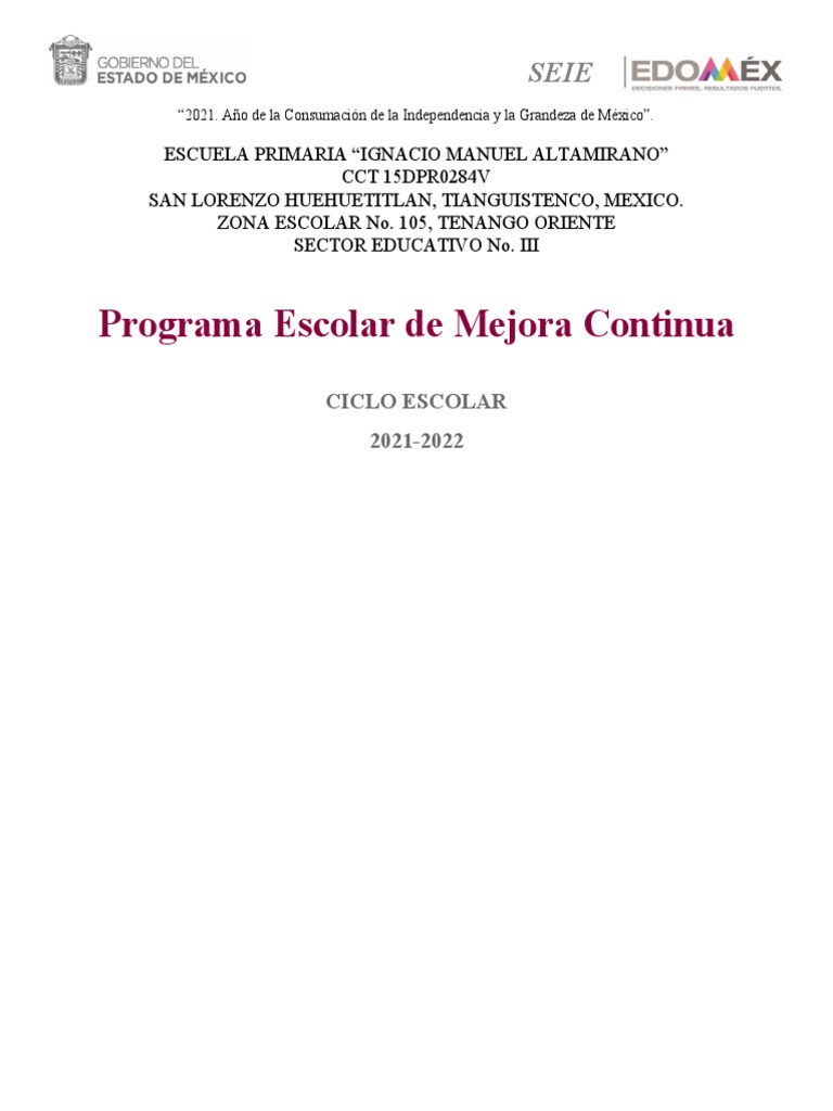 Programa de Mejora Continua 2021-2022 | PDF | Maestros | Evaluación
