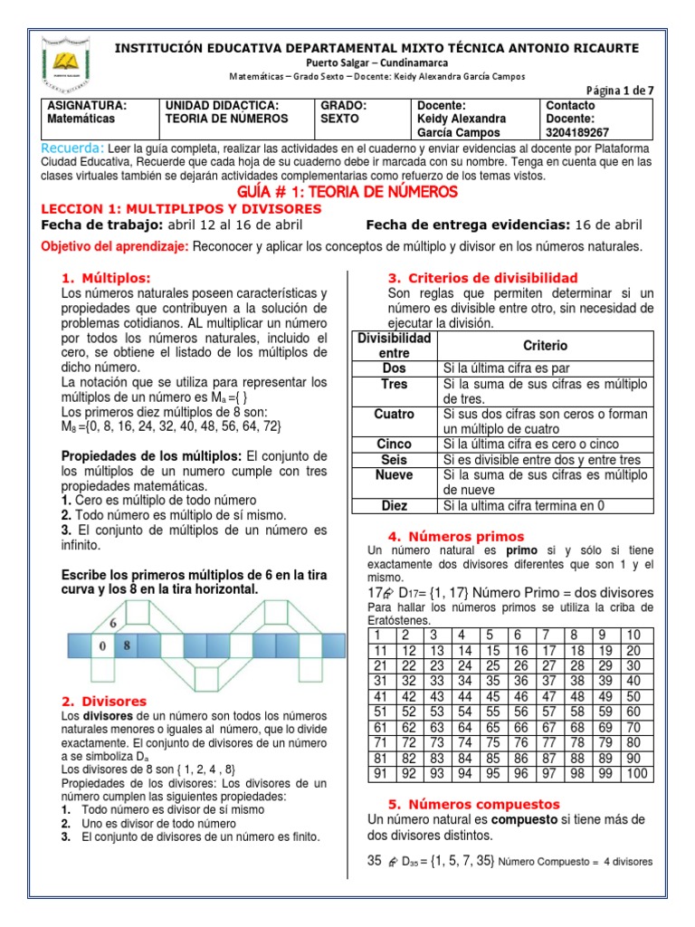 Grado Sexto Matemáticas | PDF | División (Matemáticas) | Notación ...