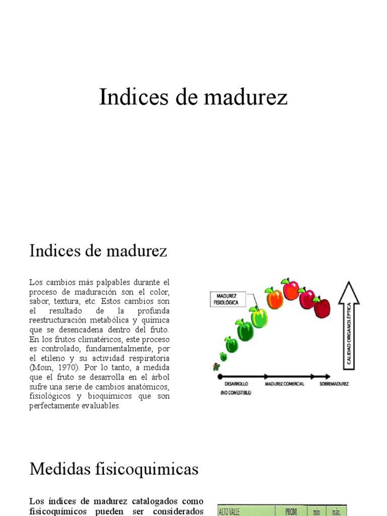 Indices de Madurez PDF Fruta Química