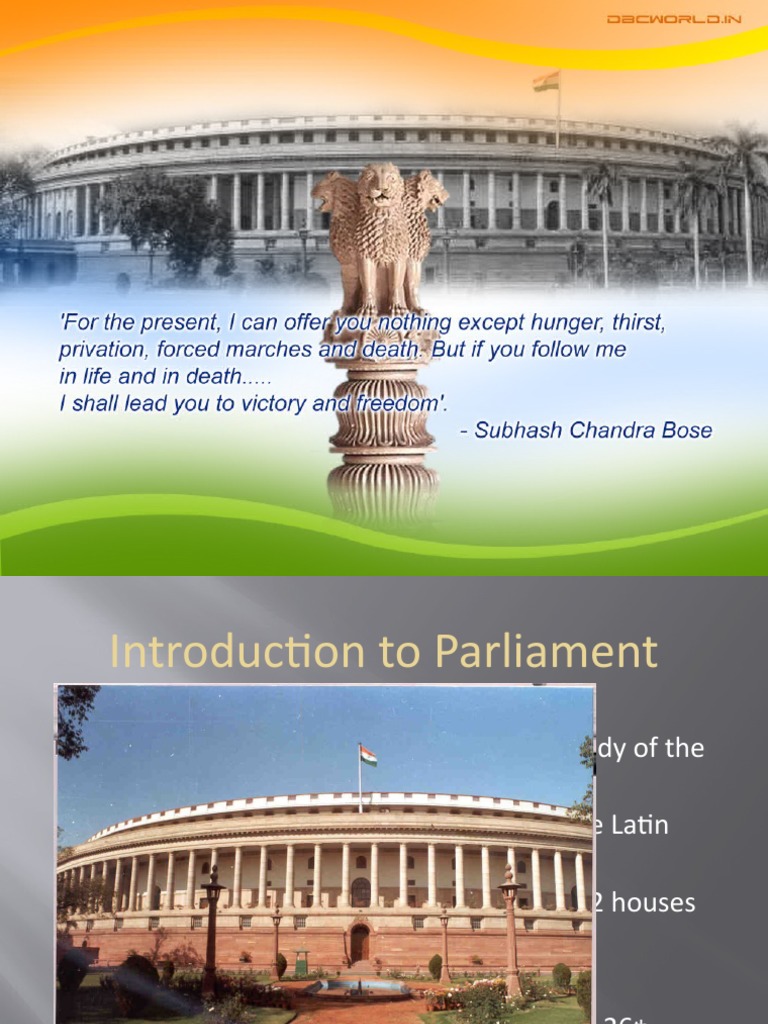 short essay on parliament of india