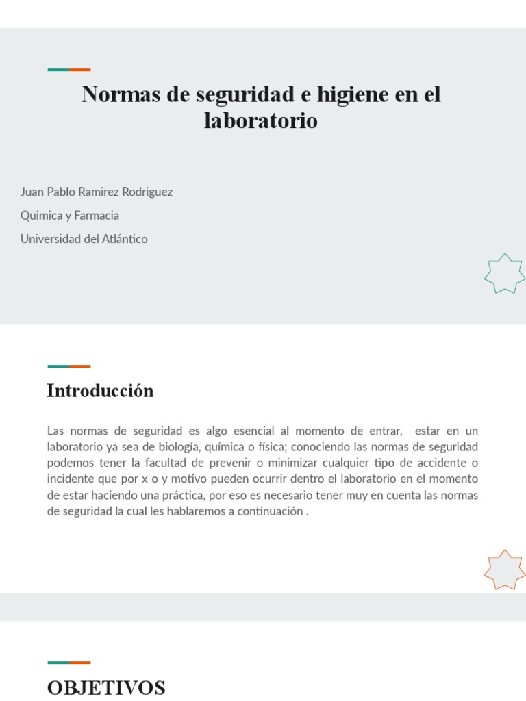 Normas de Seguridad e Higiene en El Laboratorio | PDF | Laboratorios ...