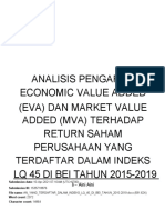 Analisis Pengaruh Economic Value Added (Eva) Dan Market Value Added (Mva) Terhadap Return Saham Perusahaan Yang Terdaftar Dalam Indeks