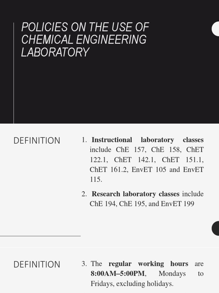 Laboratory Use Policies PDF Laboratories