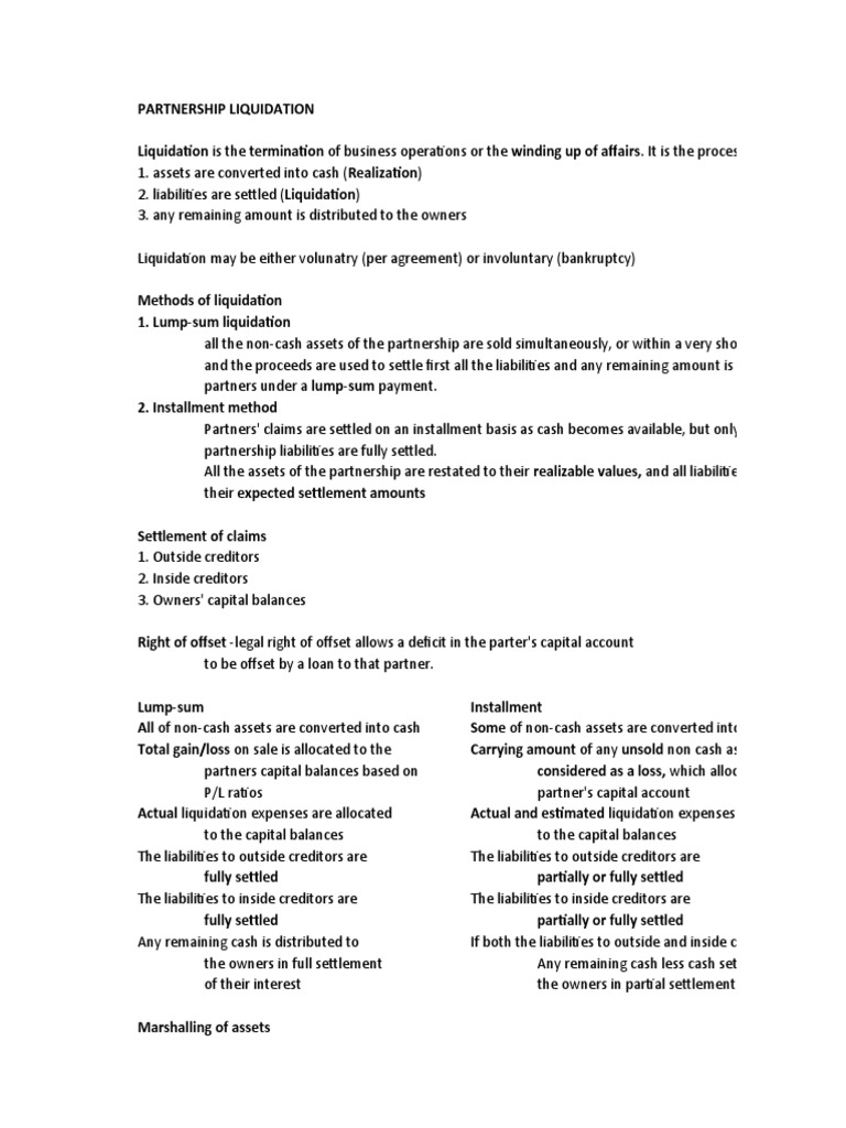 Partnership - Liquidation | PDF | Liquidation | Partnership