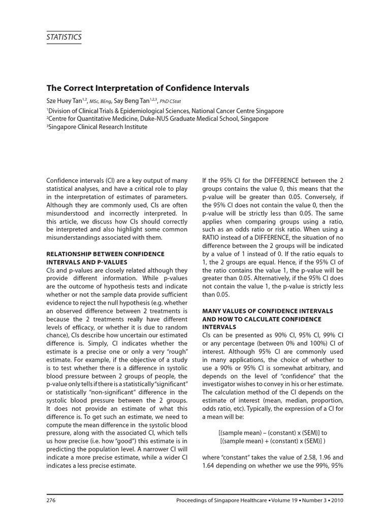 Correctly Interpreting 95% Confidence Intervals | PDF | Confidence ...