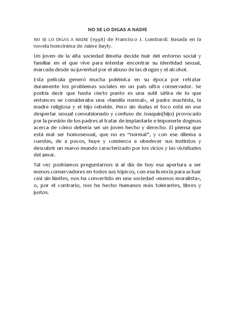 No Se Lo Digas A Nadie PDF