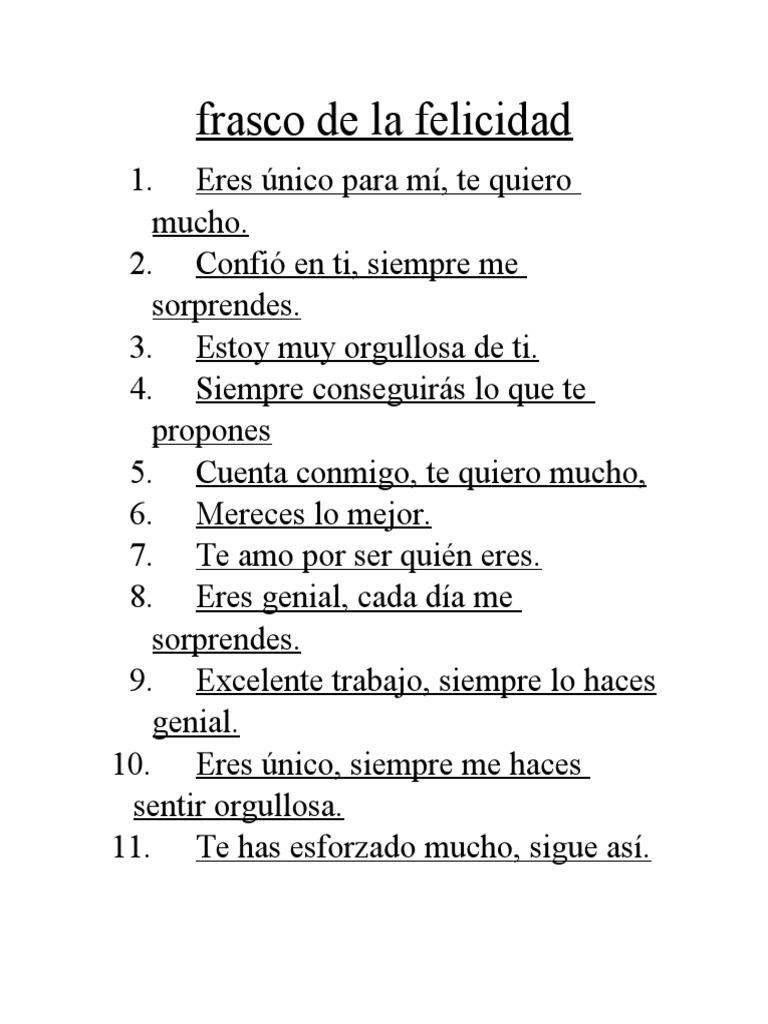 Frasco de Mensajes Positivos y Amorosos | PDF, image size:768x1024