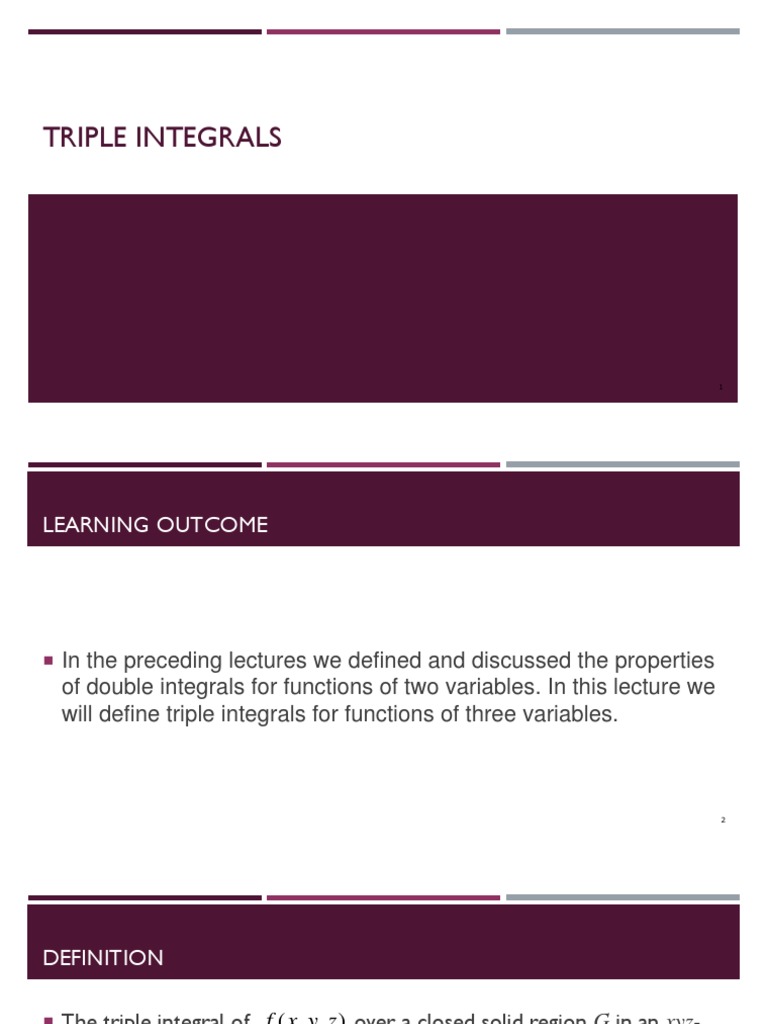 A Comprehensive Guide to Triple Integrals Definitions, Properties, and