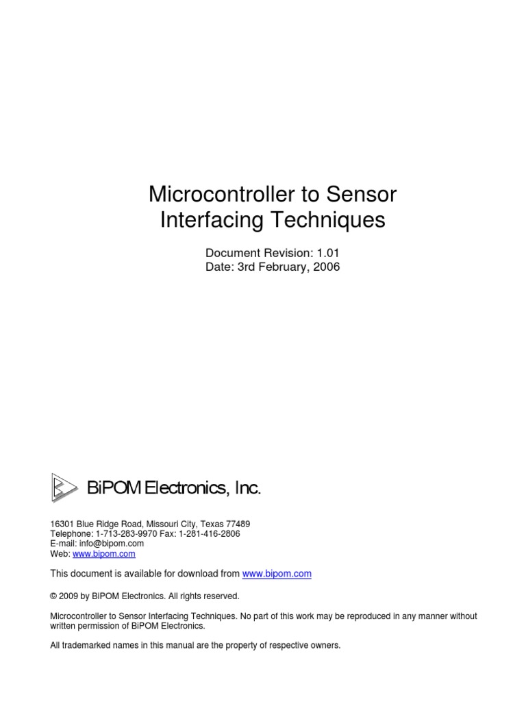 Microcontroller To Sensor Interfacing Techniques | PDF