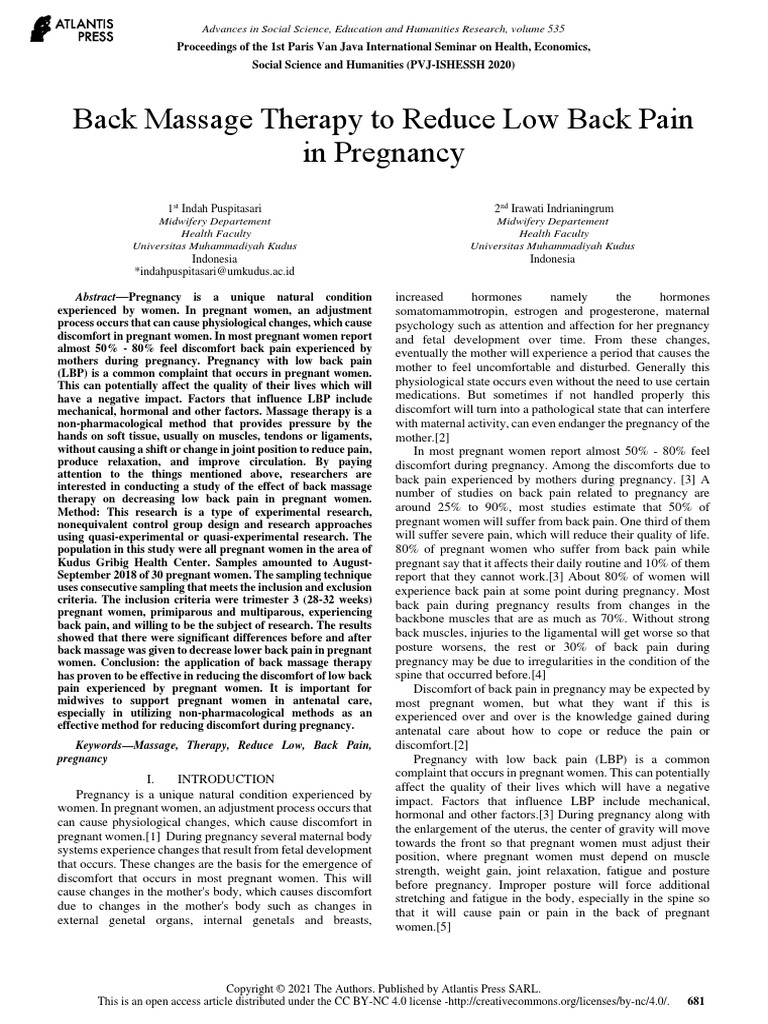 Back Massage Therapy To Reduce Low Back Pain in PR | PDF | Pregnancy ...