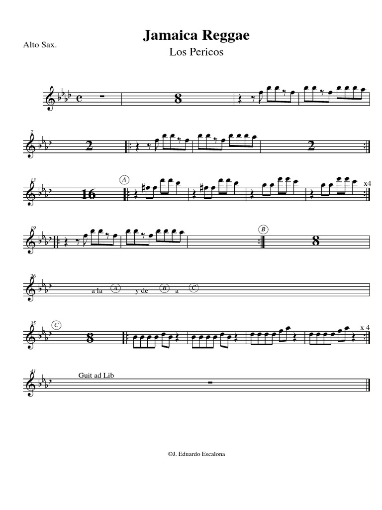 Jamaica Reggae Alto Sax..mus PDF