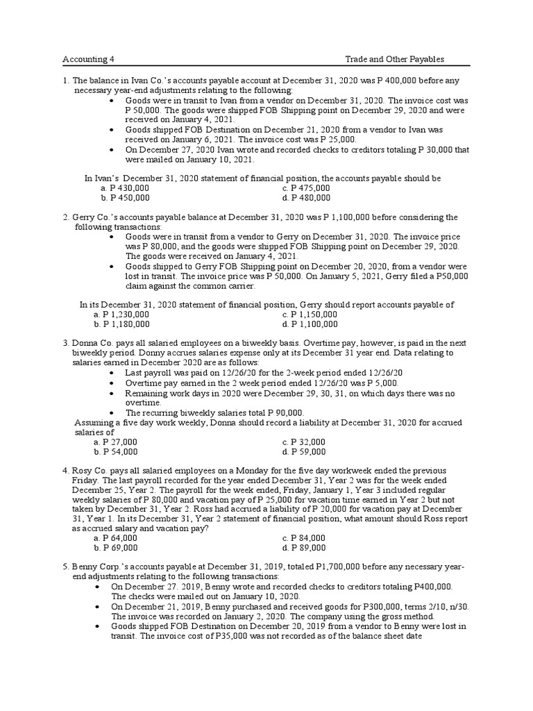 Accounting 4 Module 1 3 | PDF | Accounts Payable | Payroll