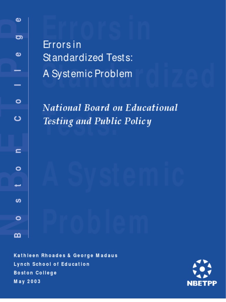 Errors in Standardized Tests: A Systemic Problem | PDF | Law School ...