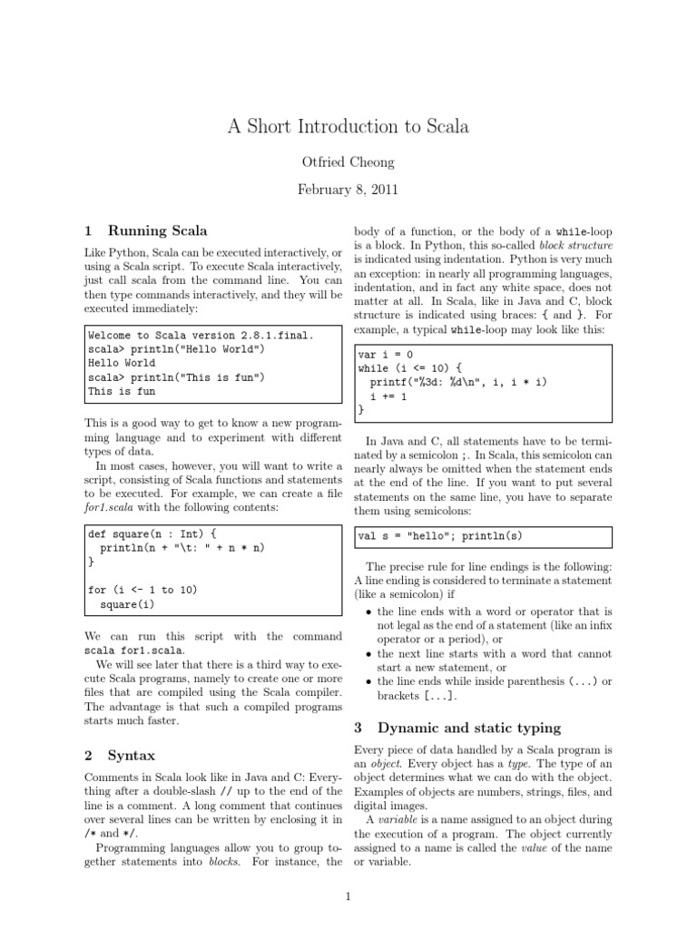Introduction to Scala Programming Basics | PDF | Scala (Programming ...