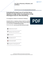 Evaluating The Head Loss of Coal Ash Slurry Pipelines at High Solids Concentrations Using Rheological Data For Mine Backfilling