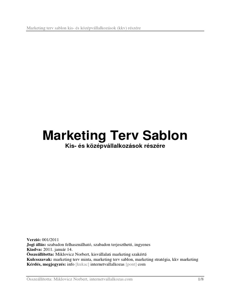 Marketing Terv Minta Marketing Terv Sablon | PDF