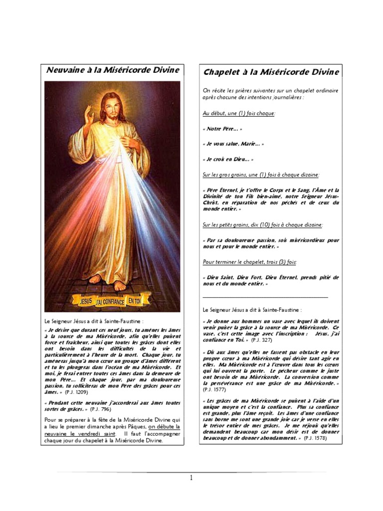 Neuvaine De La Miséricorde Divine 2021 Pdf 2018 03 19 Neuvaine À La Miséricorde Divine Format Lettre Portrait Pour Web  SJDL Avec Pagination | PDF | Jésus | Purgatoire