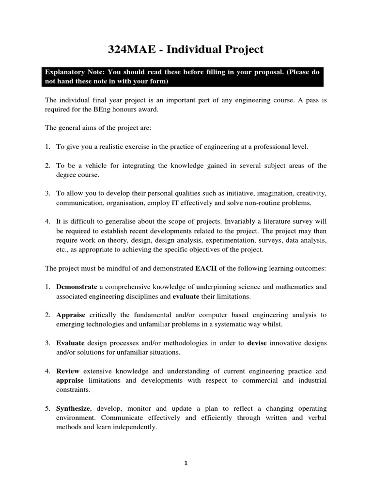 Engineering Individual Project Guidelines | PDF | Engineering | Design