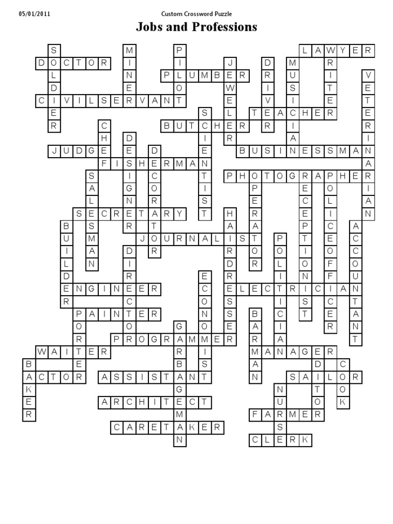 Job Crossword PuzzleSolution PDF Quebracabeças Caçapalavras
