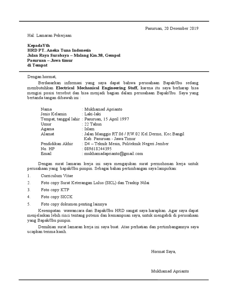 CV + Lamaran | PDF | Teknologi & Rekayasa