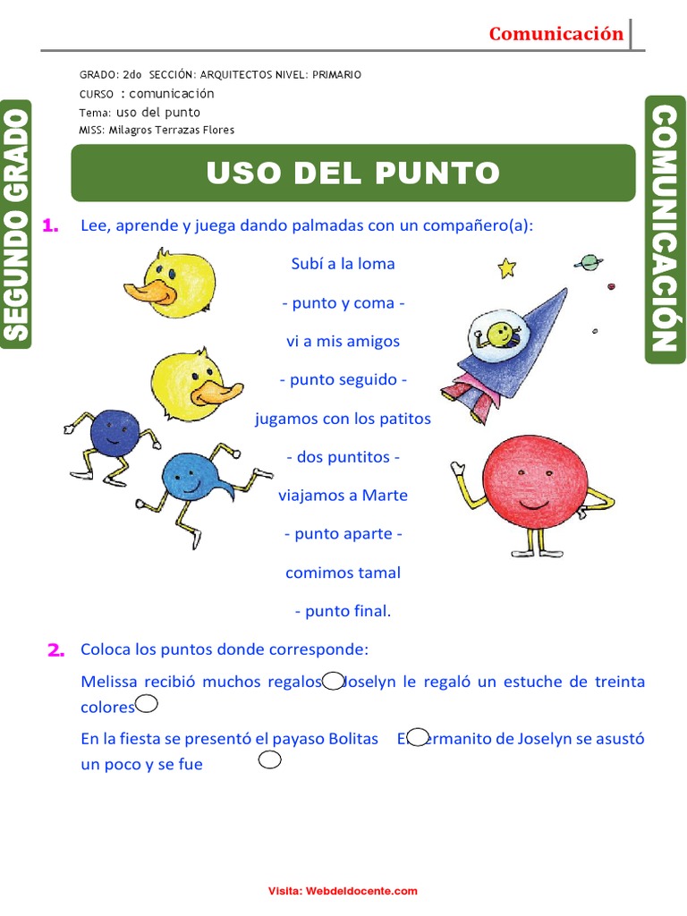 Hoja De Trabajo Para Practicar El Punto Y Coma Y Los Dos Puntos Hojas
