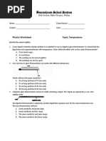 Physics Worksheet Topic: Temperature: Encircle The Correct Option