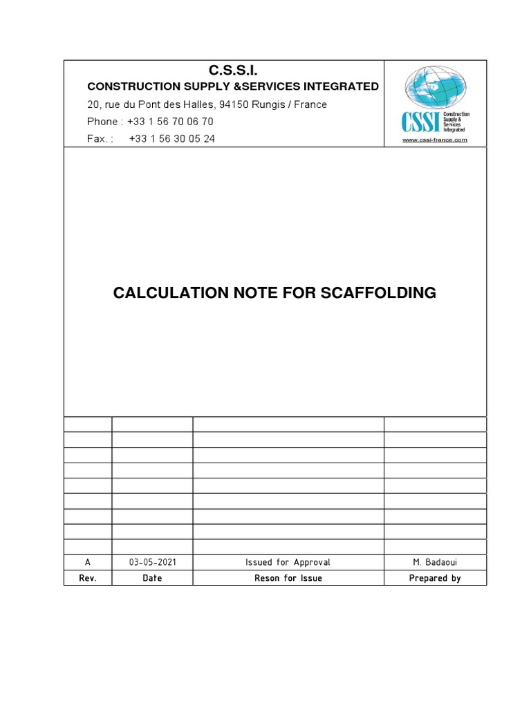 Scaffolding Design Calculation PDF Strength Of Materials Building
