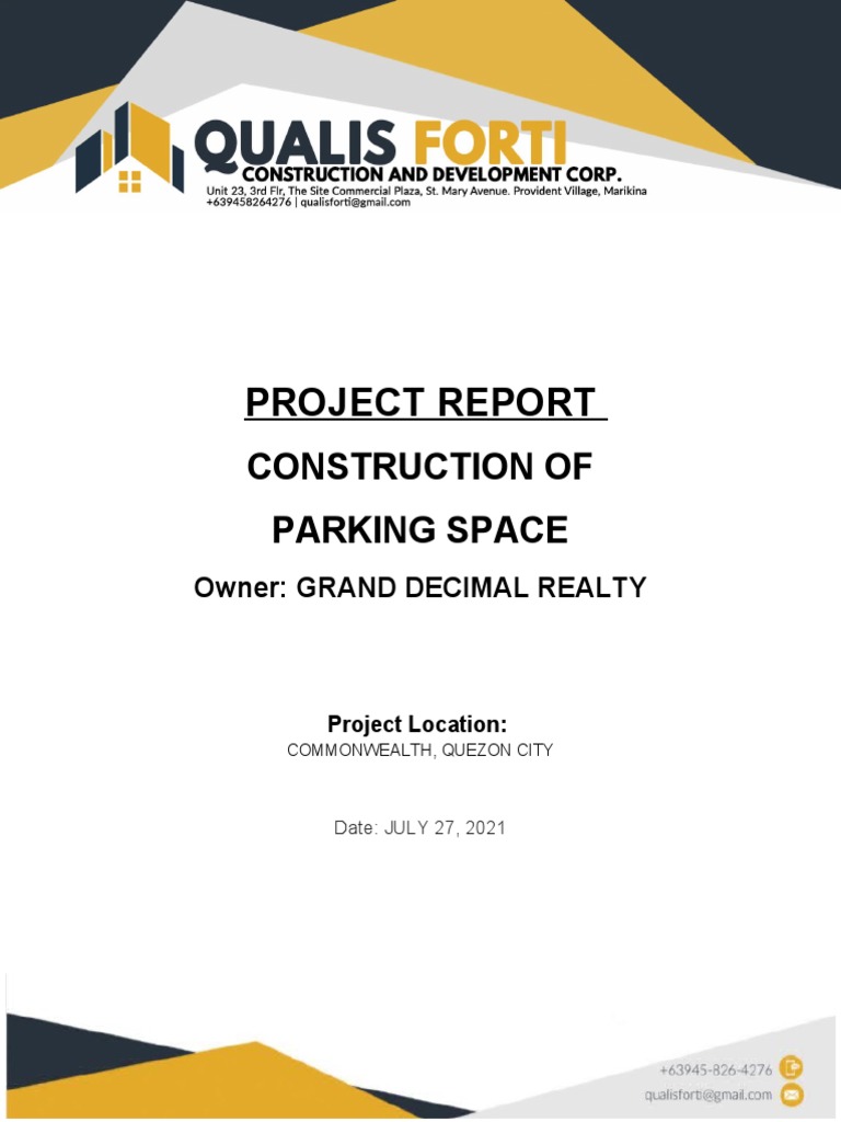 Project Report: Construction of Parking Space | PDF | Home & Garden ...