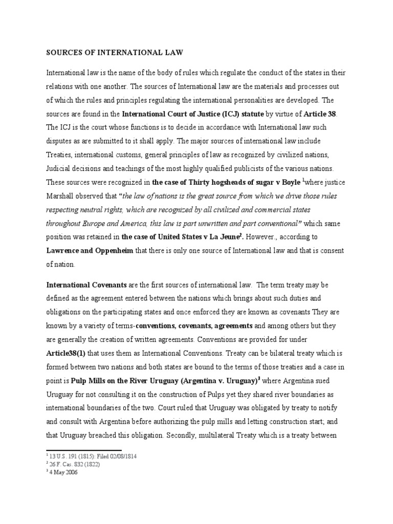 Sources of International Law | PDF | Treaty | International Law