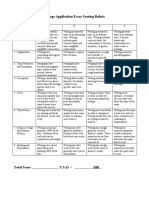 College Application Essay Scoring Rubric: Criteria To Be Assessed 4 3 2 1