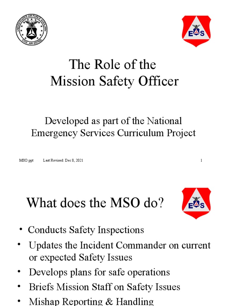 The Role of The Mission Safety Officer: Developed As Part of The ...